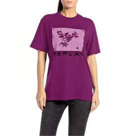 【送料無料】 リプレイ レディース Tシャツ トップス Replay Flower T-Shirt Womens 855 Purple