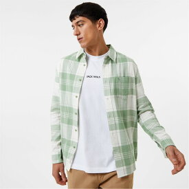 【送料無料】 ジャック ウィルス メンズ シャツ トップス Flannel Check Shirt Mid Green