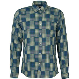 【送料無料】 バーブァー メンズ シャツ トップス Tartan Patch Tailored Shirt Kielder Blue