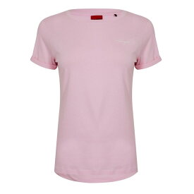 【送料無料】 フューゴ レディース Tシャツ トップス Hugo Boss Graffiti-Style Logo Slim Fit T-Shirt Pastel Pink 682