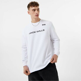 【送料無料】 ジャック ウィルス メンズ Tシャツ トップス Long Sleeve Graphic Textured T Shirt White