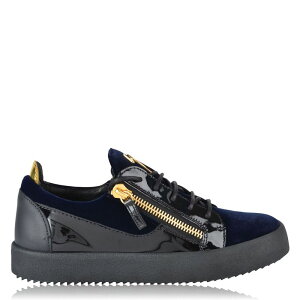 �W���[�b�y�U�m�b�e�B �����Y �V���[�Y �X�j�[�J�[ �x���x�b�g GIUSEPPE ZANOTTI May Velvet Panel Low Top Trainers Navy �l�C�r�[