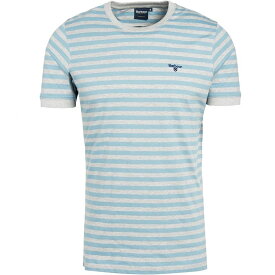 【送料無料】 バーブァー メンズ Tシャツ トップス Quay Striped T-Shirt Powder Blue