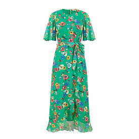 【送料無料】 ユミキム レディース ワンピース トップス Green Floral Bird Print Midi Frill Dress Green