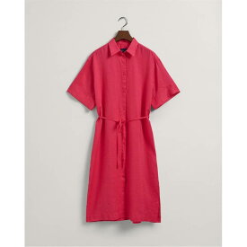 【送料無料】 ガント レディース ワンピース トップス Linen Short Sleeve Shirt Dress 635 Mgnta Pink