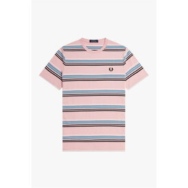 【送料無料】 フレッドペリー メンズ Tシャツ トップス Fred Stripe T-Shirt Sn32 Chalky Pink J10