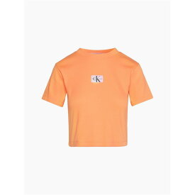 【送料無料】 カルバンクライン レディース Tシャツ トップス Badge Rib Short Sleeve T Shirt Crushed Orange