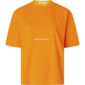 【送料無料】 カルバンクライン レディース Tシャツ トップス Institutional Boyfriend T-Shirt Womens Orange
