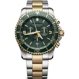 【送料無料】 ビクトリノックス メンズ 腕時計 アクセサリー Victorinox Swiss Army Maverick 43mm Watch 241693 Two Tone Silver Gold and Green