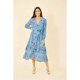 【送料無料】 ユミキム レディース ワンピース トップス Blue Crane Print Wrap Midi Dress Blue