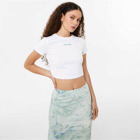 【送料無料】 ジャック ウィルス レディース Tシャツ トップス Cropped Baby Tee White/Pop