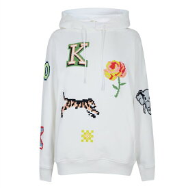 【送料無料】 ケンゾー レディース パーカー・スウェット アウター Kenzo Pixel Ptch Hdy Ld99 Off White