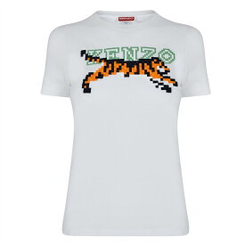 【送料無料】 ケンゾー レディース シャツ トップス Kenzo Pixel Tshirt Ld99 Off White