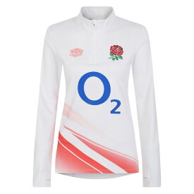 【送料無料】 アンブロ レディース ジャケット・ブルゾン アウター England Rugby Red Roses Warm Up Mid Layer Top 2023 2024 Womens White/Coral