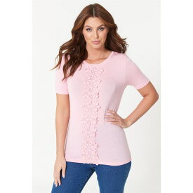 【送料無料】 ストゥディオ ポリーニ レディース シャツ トップス Crochet Trim T-Shirt Pink