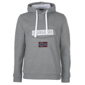 �i�p�s�� �����Y �A�E�^�[ �j�b�g�E�Z�[�^�[ ���S �p�[�J�[ Napapijri Logo Hoodie Grey Marl �O���[