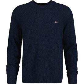 【送料無料】 ガント メンズ ニット・セーター アウター Bicolored Crew Neck Sweater Navy Melange