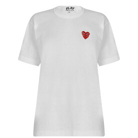 【送料無料】 コム・デ・ギャルソン メンズ Tシャツ トップス Play Double Heart T Shirt White