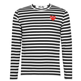 【送料無料】 コム・デ・ギャルソン メンズ Tシャツ トップス Single Heart Stripe T Shirt Black