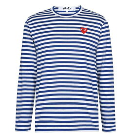 【送料無料】 コム・デ・ギャルソン メンズ Tシャツ トップス Single Heart Stripe T Shirt Navy 2