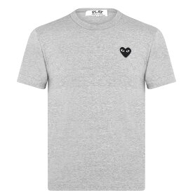 【送料無料】 コム・デ・ギャルソン メンズ Tシャツ トップス Small Peeping Heart Patch T-Shirt Grey/Black
