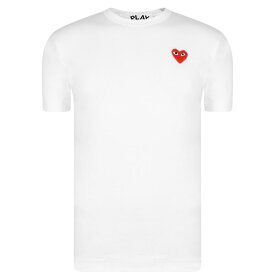 【送料無料】 コム・デ・ギャルソン メンズ Tシャツ トップス Small Peeping Heart Patch T-Shirt White/Red