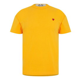 【送料無料】 コム・デ・ギャルソン メンズ Tシャツ トップス Small Peeping Heart Patch T-Shirt Yellow 2