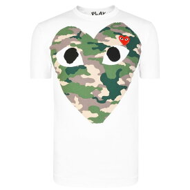 【送料無料】 コム・デ・ギャルソン メンズ Tシャツ トップス Big Heart Camouflage T-Shirt White/Camo