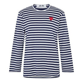 【送料無料】 コム・デ・ギャルソン メンズ Tシャツ トップス Comme Stripe Heart T Sn99 Blue/White