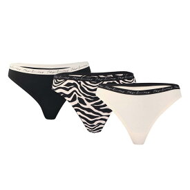 【送料無料】 トーキョーランドリー レディース パンツ アンダーウェア 3 Pack Zebra Stripe Briefs Black