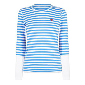【送料無料】 コム・デ・ギャルソン レディース Tシャツ トップス Striped T Shirt Blue/White