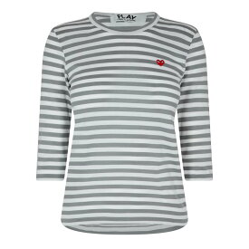 【送料無料】 コム・デ・ギャルソン レディース Tシャツ トップス Striped T Shirt Grey/White