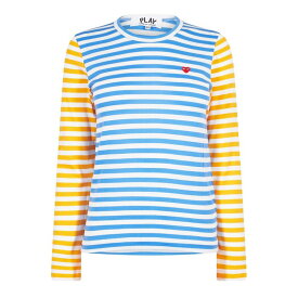 【送料無料】 コム・デ・ギャルソン レディース Tシャツ トップス Dual Stripe T Shirt Yellow/Blue