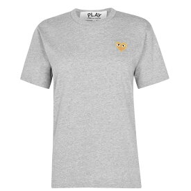 【送料無料】 コム・デ・ギャルソン レディース Tシャツ トップス Embroidered Logo T Shirt Grey