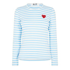 【送料無料】 コム・デ・ギャルソン レディース Tシャツ トップス Stripe Long Sleeve T Shirt Blue