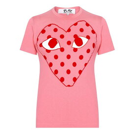 【送料無料】 コム・デ・ギャルソン レディース Tシャツ トップス Polka Dot Heart T Shirt Pink