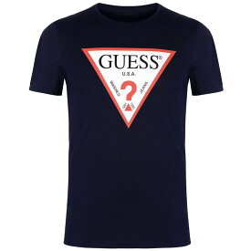 【送料無料】 ゲス メンズ Tシャツ トップス Logo T Shirt Blue Navy G720