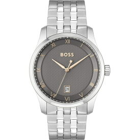 【送料無料】 ボス メンズ 腕時計 アクセサリー Mens BOSS Principle Stainless Steel Bracelet Watch Silver and Grey