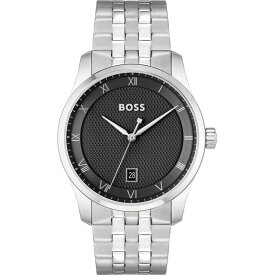 【送料無料】 ボス メンズ 腕時計 アクセサリー Mens BOSS Principle Black Dial Bracelet Watch Silver and Black
