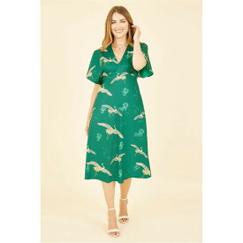 【送料無料】 ユミキム レディース ワンピース トップス Green Crane Print Kimono Midi Dress Green