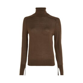 【送料無料】 カルバンクライン レディース ニット・セーター アウター Fine Wool Roll-Neck Jumper Brown Kelp