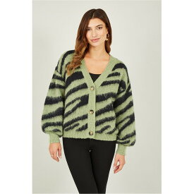 【送料無料】 ユミキム レディース ニット・セーター カーディガン アウター Green Zebra Intarsia Button Up Cardigan Green