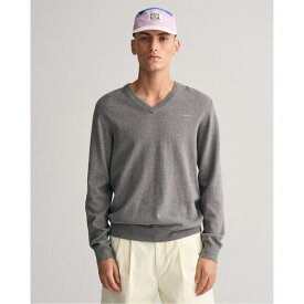 【送料無料】 ガント メンズ パーカー・スウェット アウター Classic Cotton V-Neck Sweatshirt Grey