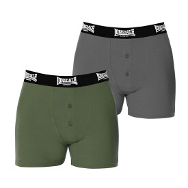 【送料無料】 ロンズデール メンズ ボクサーパンツ アンダーウェア 2 Pack Boxers Mens Grey/Green
