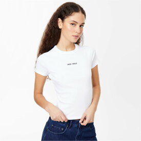 【送料無料】 ジャック ウィルス レディース Tシャツ トップス Longline Baby T-Shirt White