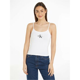 【送料無料】 カルバンクライン レディース タンクトップ トップス Monologo Strappy Tank Top Bright White