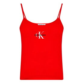 【送料無料】 カルバンクライン レディース タンクトップ トップス Monologo Strappy Tank Top Fiery Red