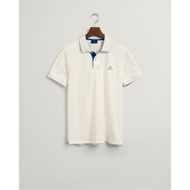 【送料無料】 ガント メンズ ポロシャツ トップス Contrast Collar Pique Polo Shirt Off White