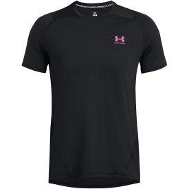 【送料無料】 アンダーアーマー メンズ シャツ トップス HeatGear Armour Fitted Short Sleeve Training Top Mens Blk/AstroPink