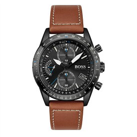 【送料無料】 ボス メンズ 腕時計 アクセサリー Gents BOSS Pilot Edition Chrono Brown Leather Strap Watch Black/Brown